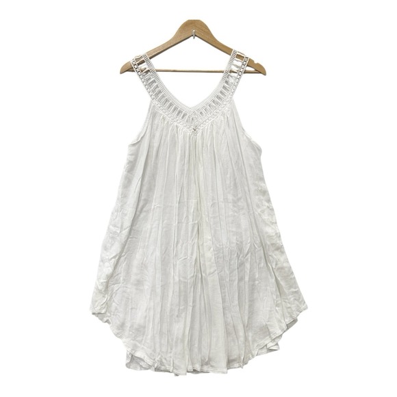 White Lily Dresses & Skirts - Boho Prairie White Lily Gauzy Large Rayon Dress Beachy Coverup Fairy Bride